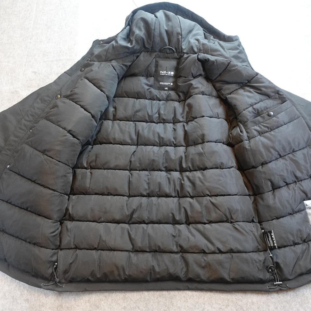 Noize Coat Mens Large Black Rafe Mid Length Parka Hooded Insulated Heavyweight - Picture 2 of 13